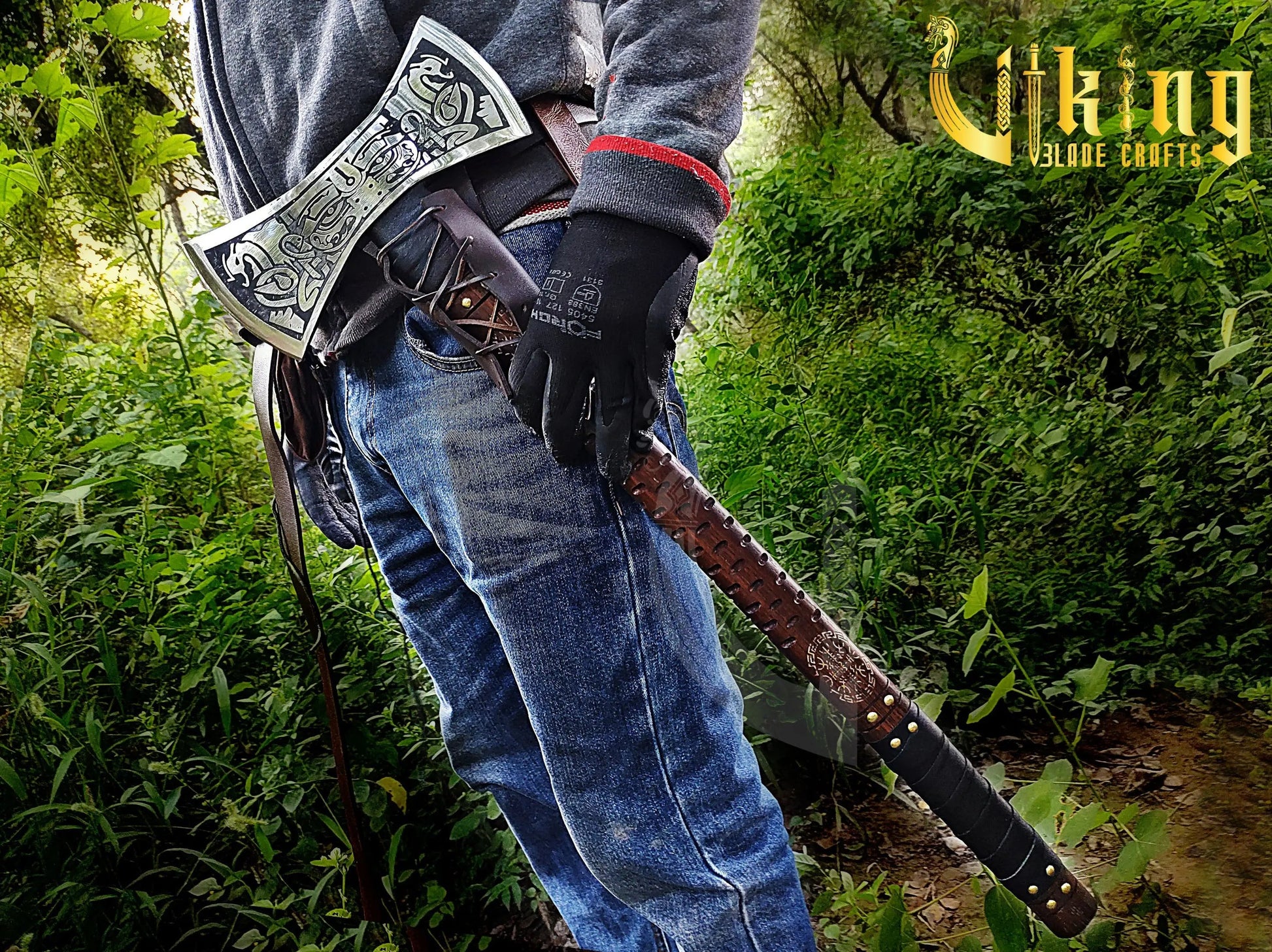 The Helm of Awe 30" Viking Axe & Carved Wooden Shield – Norse Warrior Set Viking_Blade_Crafts