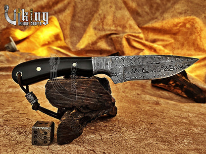 Hand-Forged Damascus Steel Fixed Blade Hunting Knife With Micarta Handle