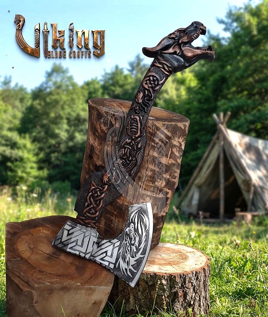 The Níðhöggr Vanguard II: 23" Hand-Forged Dragon Rosewood Axe