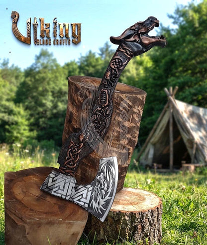 The Níðhöggr Vanguard II: 23" Hand-Forged Dragon Rosewood Axe