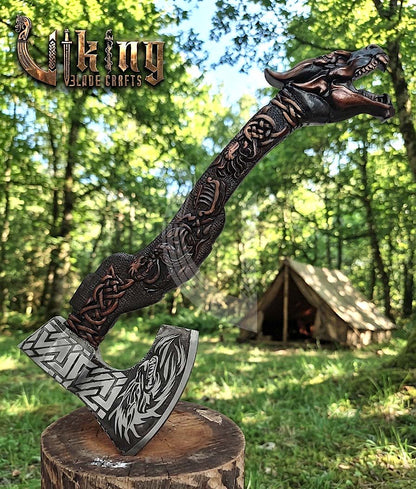 The Níðhöggr Vanguard II: 23" Hand-Forged Dragon Rosewood Axe