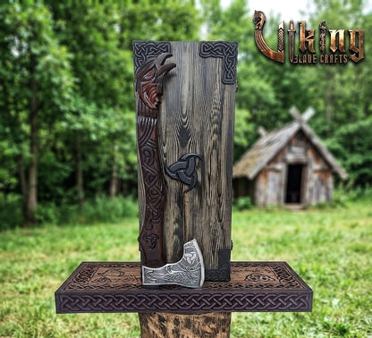 Raven Viking Axe | Hand Carved Handle | Forged Steel Hrafn