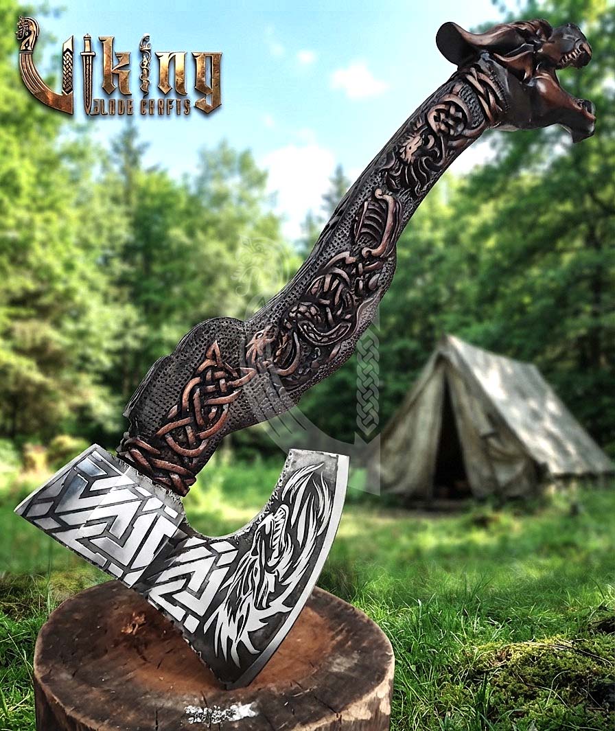 The Níðhöggr Vanguard II: 23" Hand-Forged Dragon Rosewood Axe