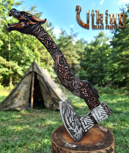 The Níðhöggr Vanguard II: 23" Hand-Forged Dragon Rosewood Axe