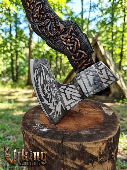 The Níðhöggr Vanguard II: 23" Hand-Forged Dragon Rosewood Axe