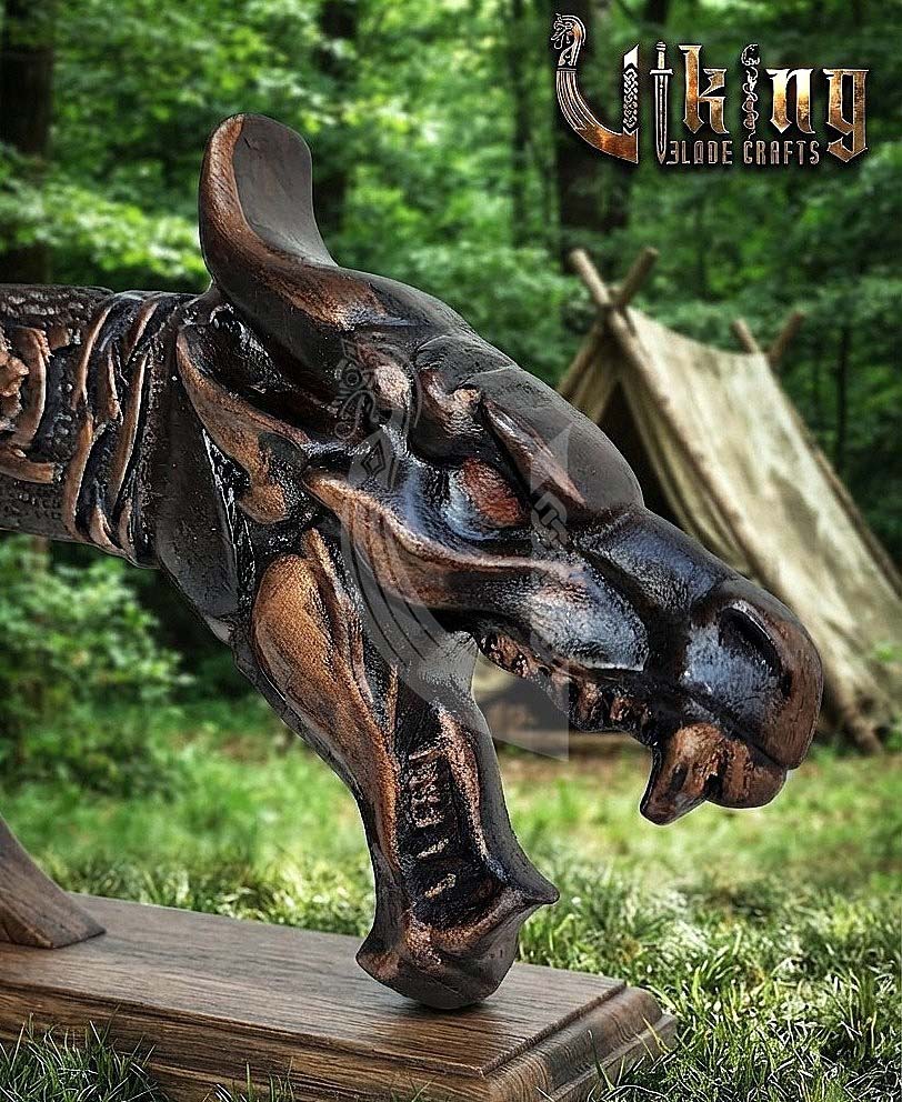 The Wyrmforged 23" Hand-Forged Norse Carved Dragon Rosewood Axe