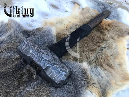 Crow Viking Hammer – Norse Berserker  Armory with Engraved Runes