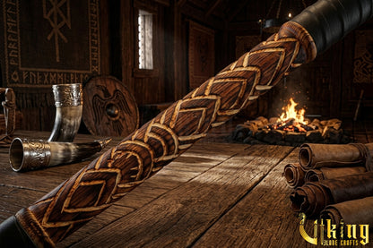 Custom Hand-Carved Forged Double Head Viking Axe & Leather Sheath -Viking Blade Crafts