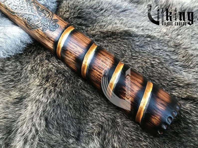 Hand Engraved Eihwaz Rune Viking Hammer with Norse Symbolic Power