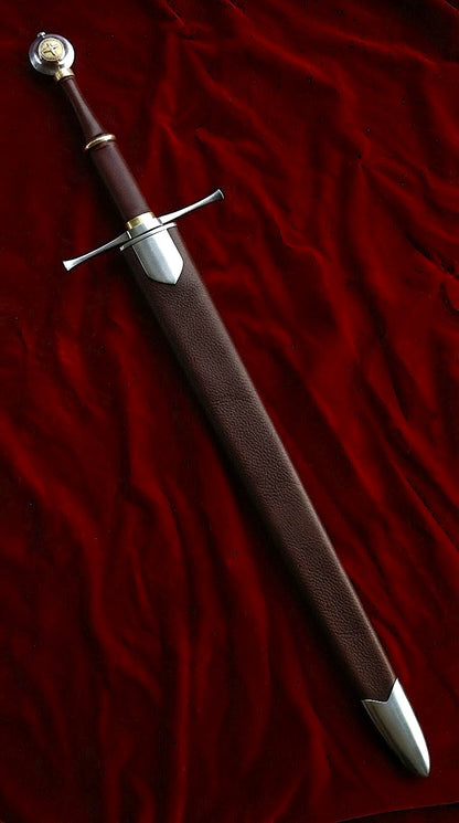 Raven Longsword – Dark Winged Medieval Sword with Brass Raven & Sheath