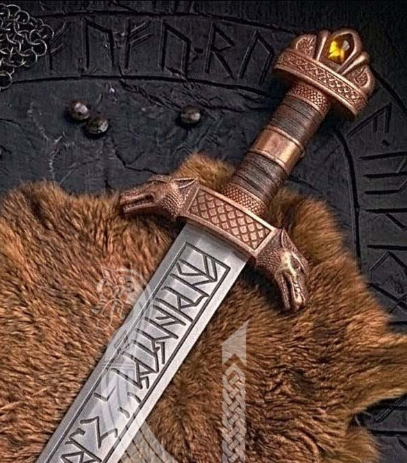 Premium Handcrafted Wolf Fenrir Viking Sword Replica Norse Collectible