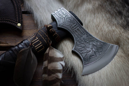 Premium Edition Native American Style Viking With Leather Cover