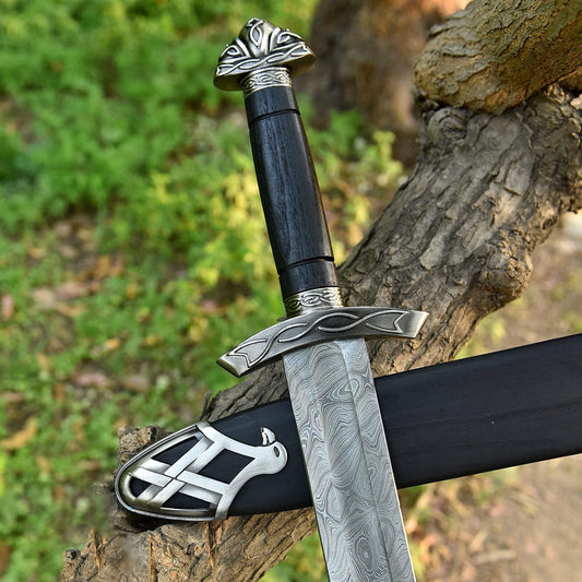 Damascus Steel Northmen Black Edition Viking Sword with Scabbard