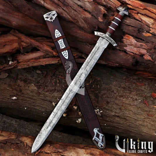 Handmade Damascus Steel Northmen Viking Sword with Scabbard