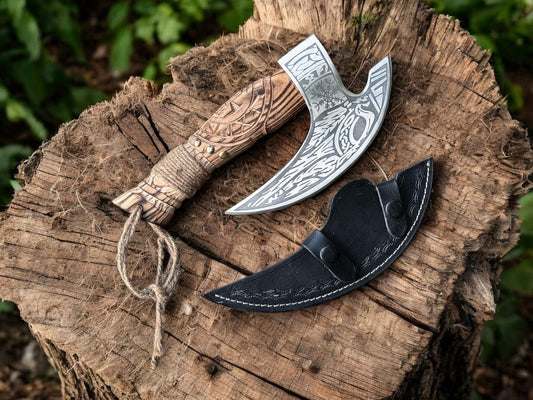 Odin's With Helm Of Awe Pizza Slice Tool Viking Pizza Axe & Sheath