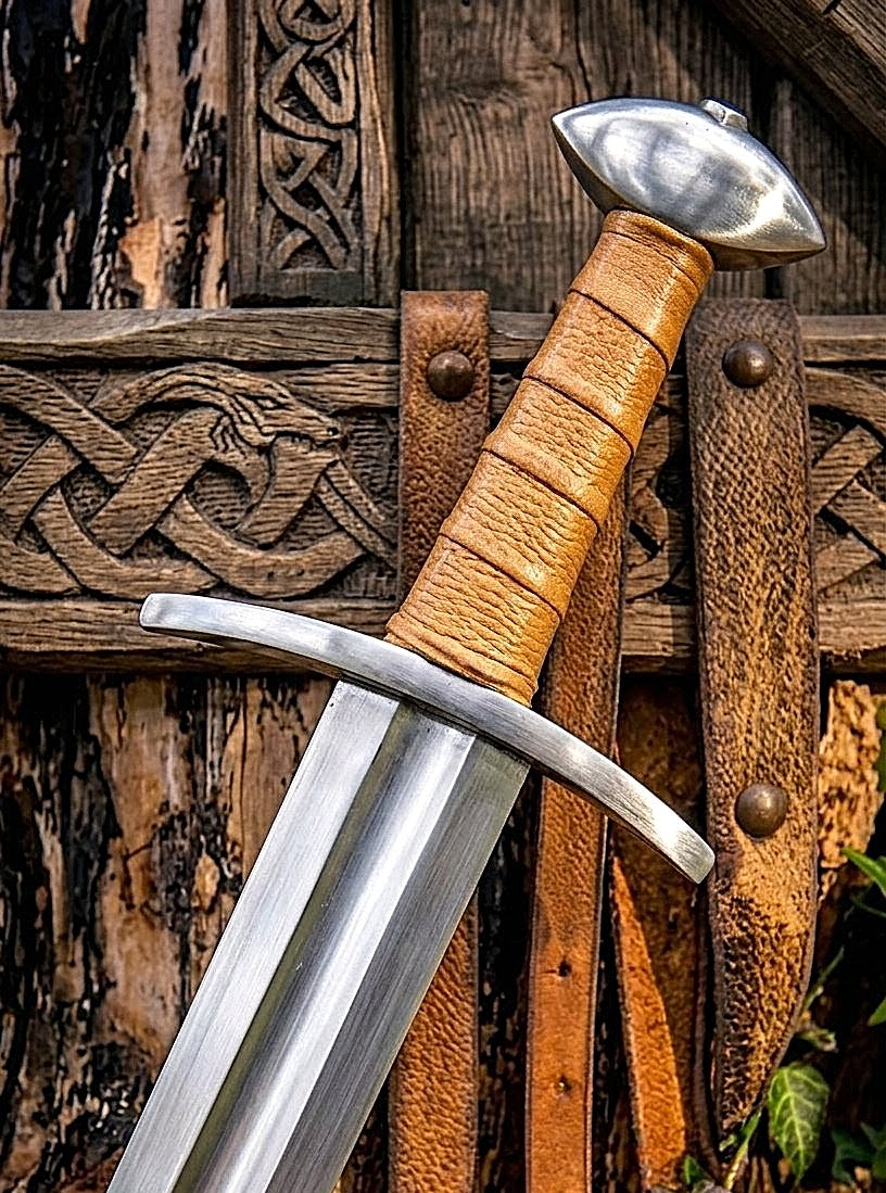 Authentic Late Viking Age Sword Replica With Genuine Leather Scabbard