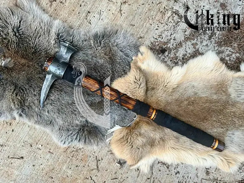 Skull War Hammer – Metal Engraved Filigree Carbon Steel Viking Tool