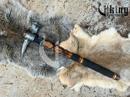 Skull War Hammer – Metal Engraved Filigree Carbon Steel Viking Tool