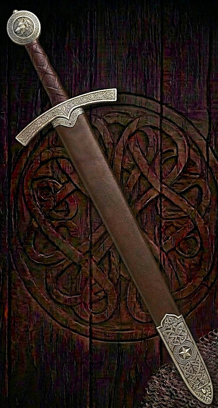 2nd Edition Norse Wolf Pommel Viking Sword Replica With Etched Blade