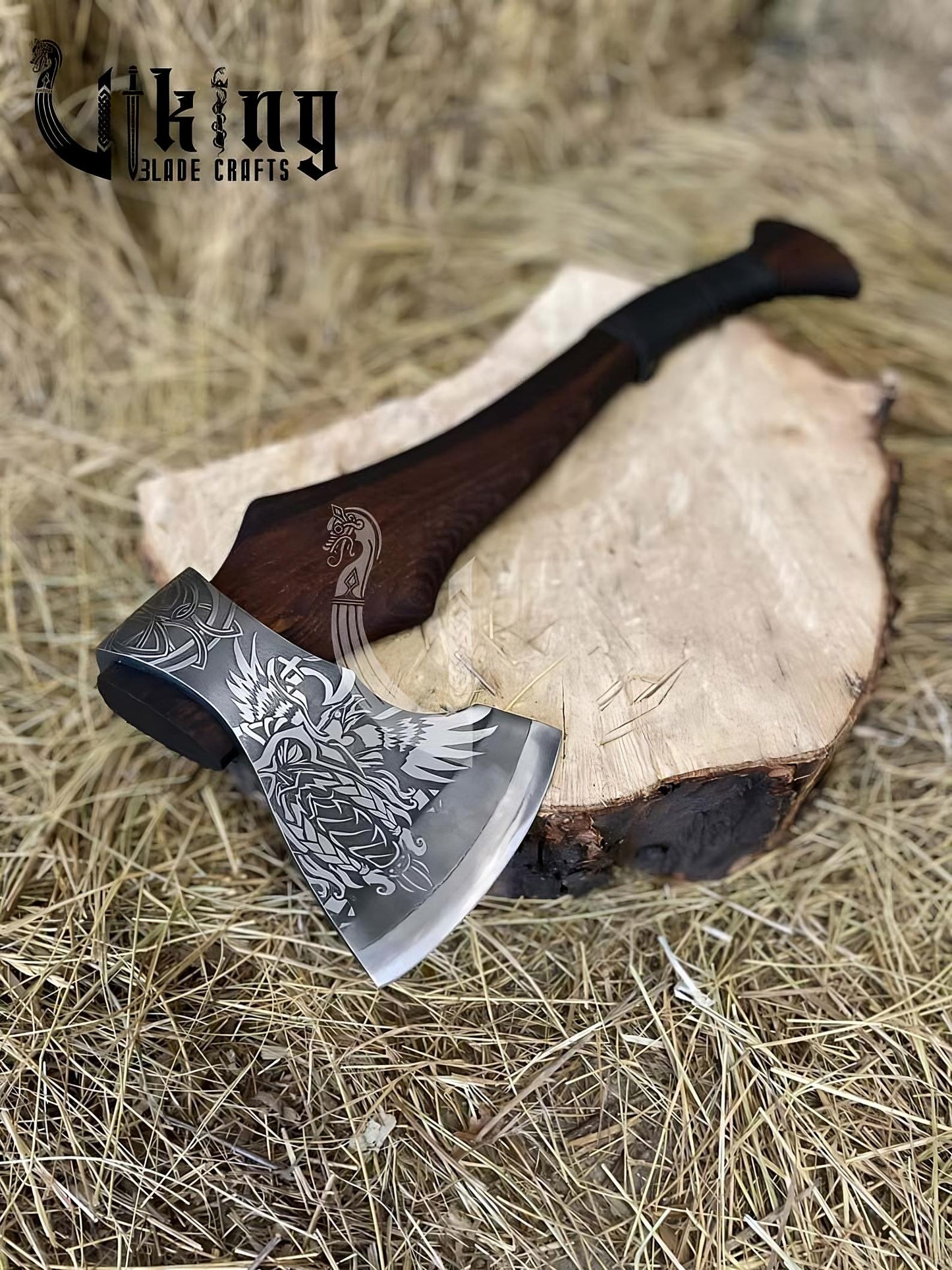 Handmade Functional Viking Axe – High Carbon Steel Blade with Leather Sheath