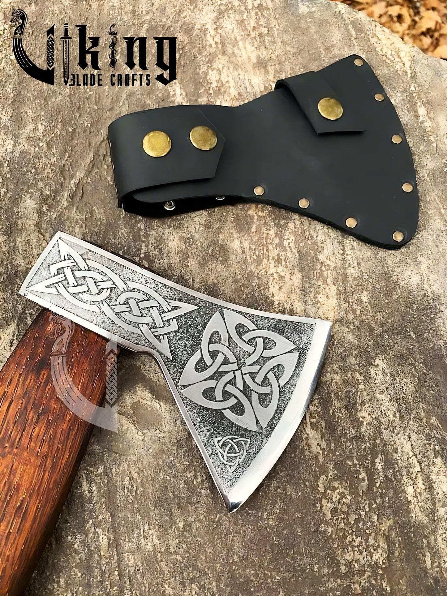 Handmade Functional Viking Axe – High Carbon Steel Blade with Leather Sheath
