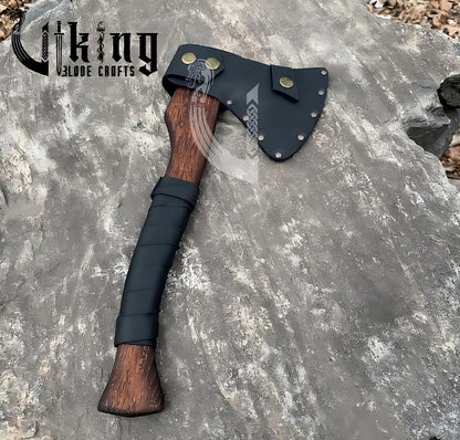 Handmade Functional Viking Axe – High Carbon Steel Blade with Leather Sheath