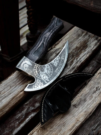 Odin's Raven Viking Pizza Axe – Hand-Forged Pizza Cutter Tool