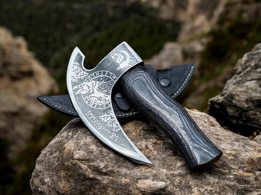 Odin's Raven Viking Pizza Axe – Hand-Forged Pizza Cutter Tool