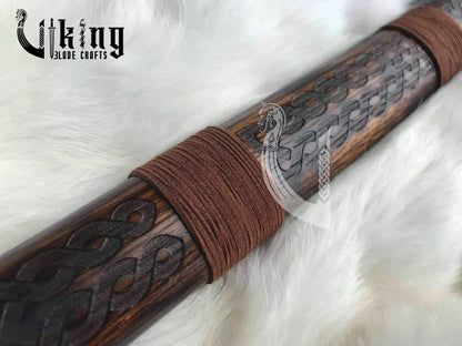 Viking Wolf Hammer – 35" Metal Engraved Long Handle War Tool Replica