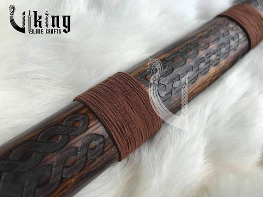 Viking Wolf Hammer – 35" Metal Engraved Long Handle War Tool Replica