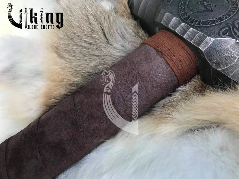 Viking Wolf Hammer – 35" Metal Engraved Long Handle War Tool Replica