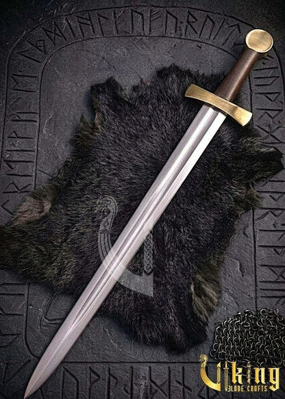 Handcrafted Single-Handed Viking Sword Replica With Leather Scabbard