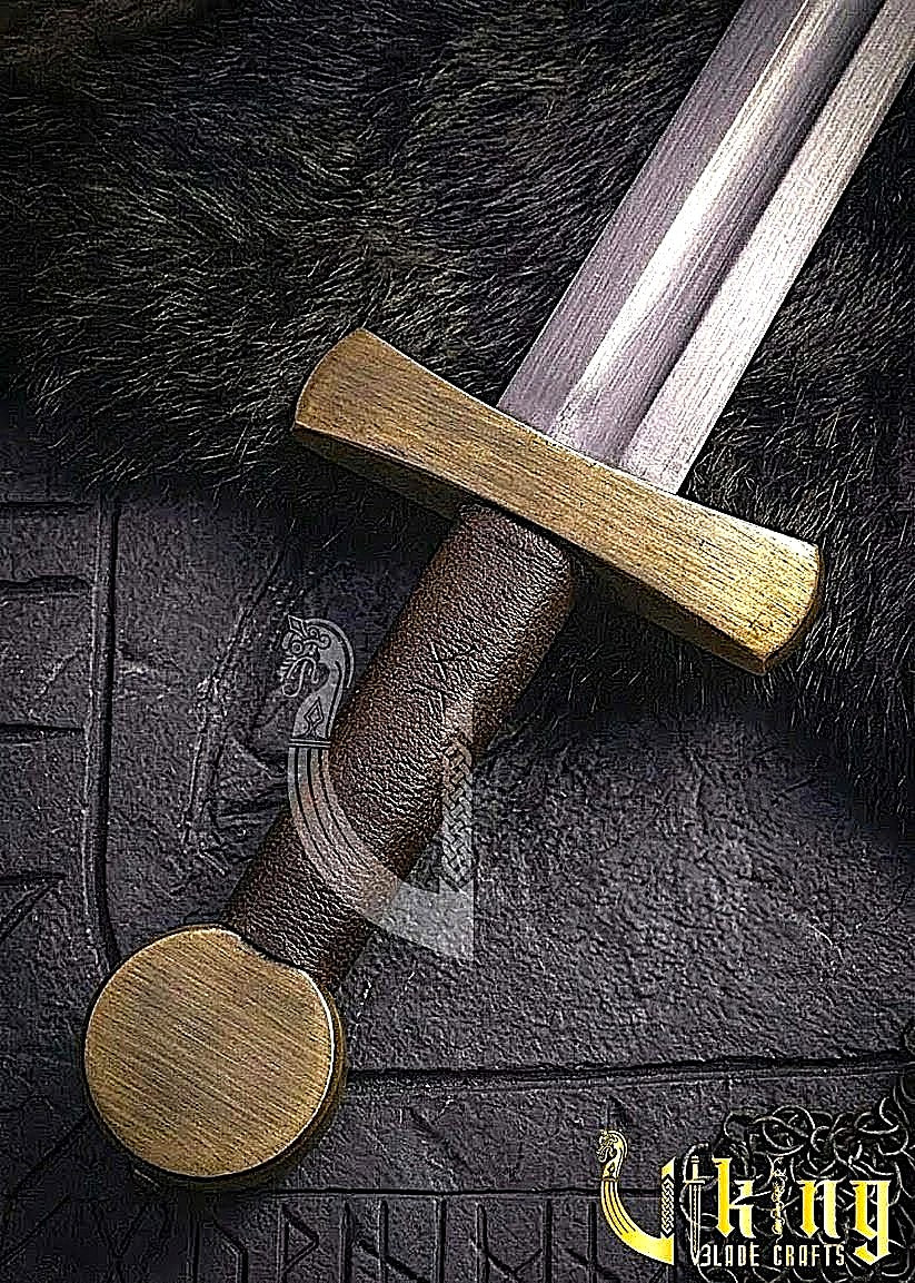 Handcrafted Single-Handed Viking Sword Replica With Leather Scabbard