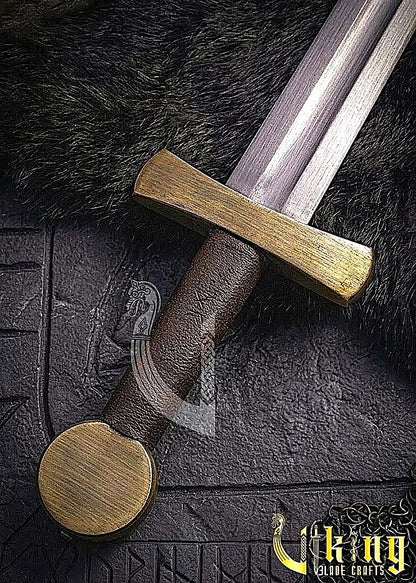 Handcrafted Single-Handed Viking Sword Replica With Leather Scabbard