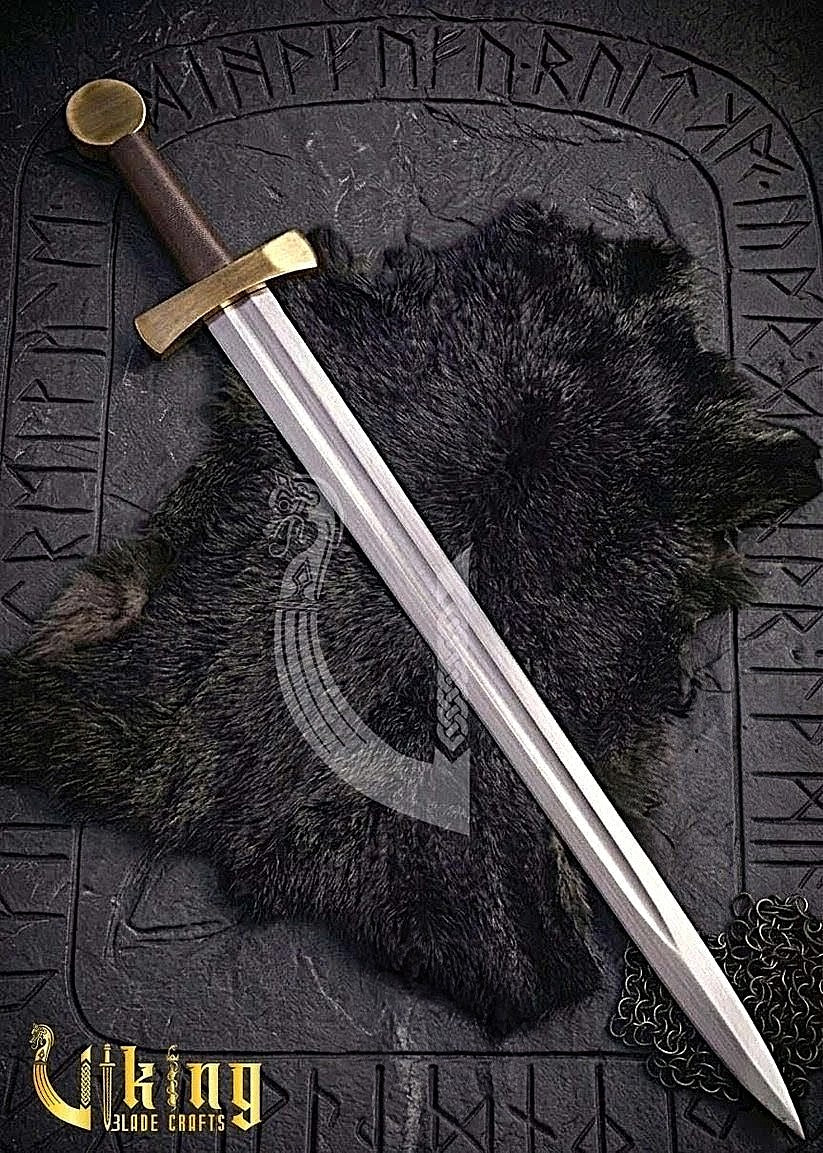 Handcrafted Single-Handed Viking Sword Replica With Leather Scabbard