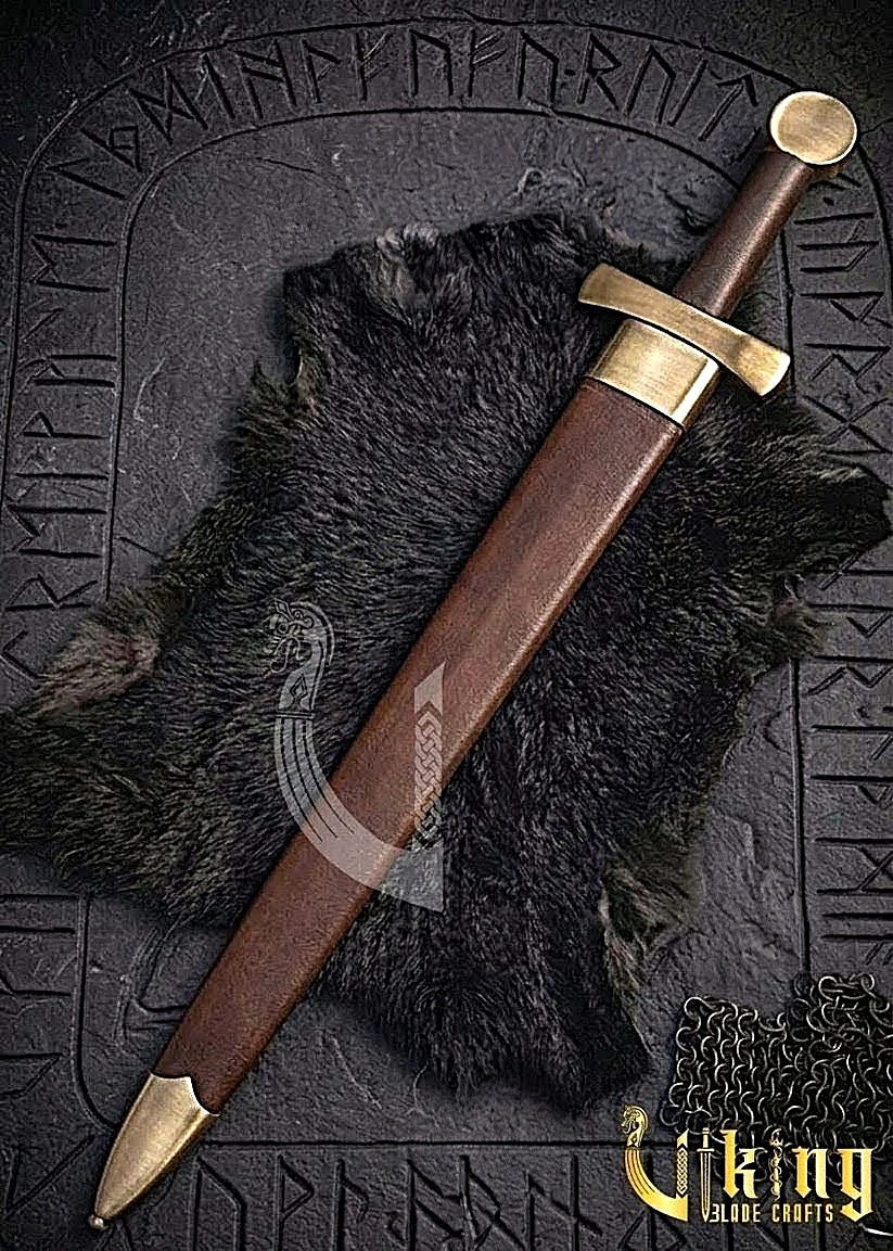 Handcrafted Single-Handed Viking Sword Replica With Leather Scabbard
