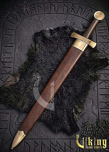 Handcrafted Single-Handed Viking Sword Replica With Leather Scabbard