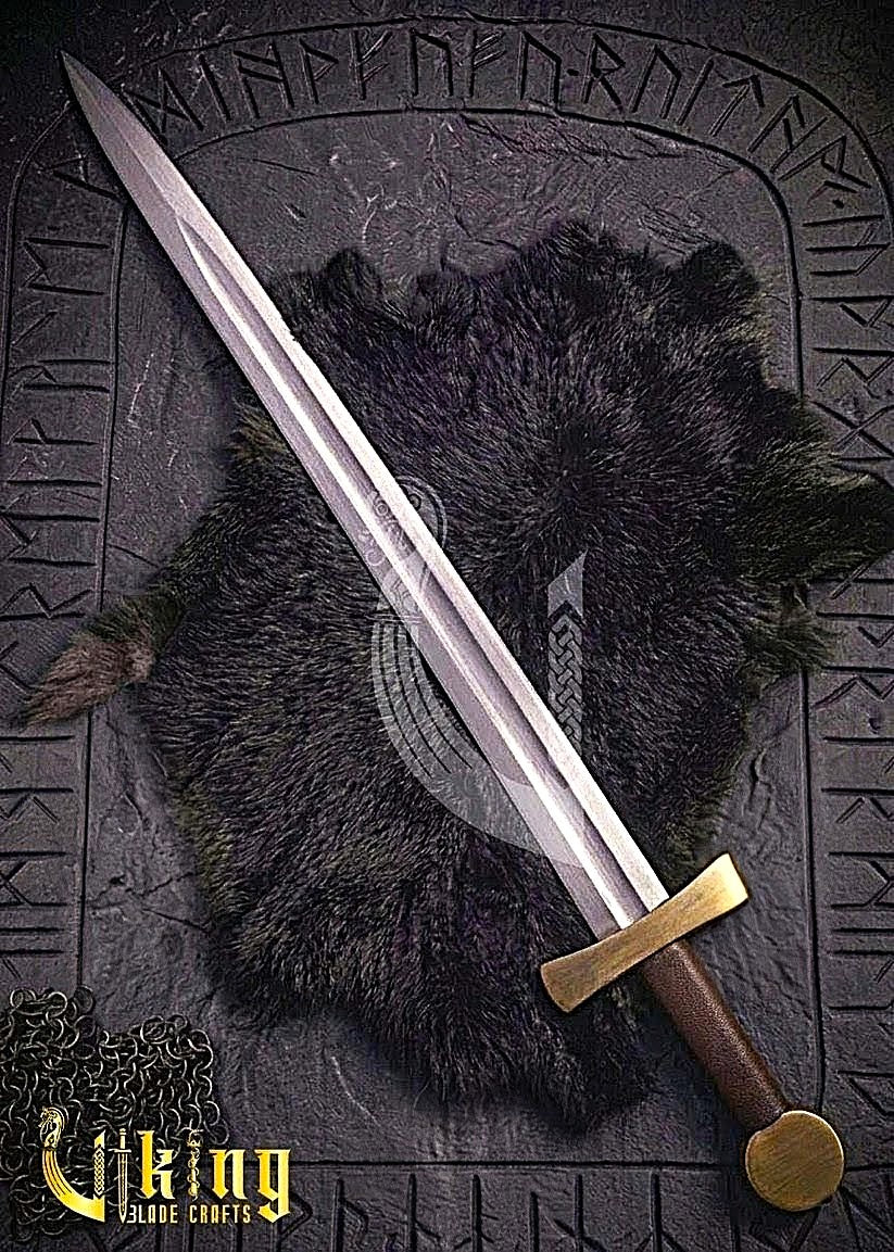 Handcrafted Single-Handed Viking Sword Replica With Leather Scabbard
