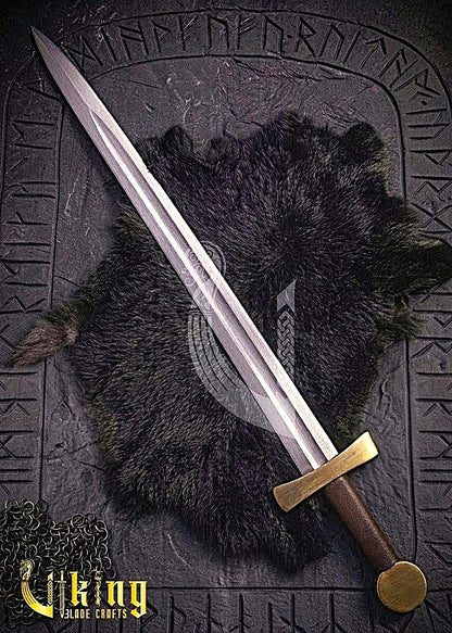 Handcrafted Single-Handed Viking Sword Replica With Leather Scabbard