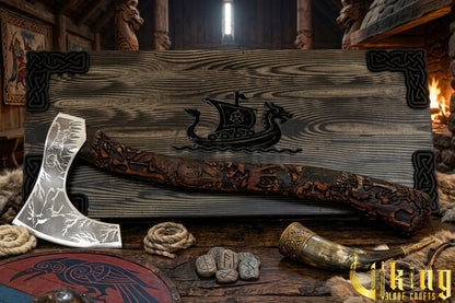 custom wildlife Viking axe with rosewood handle