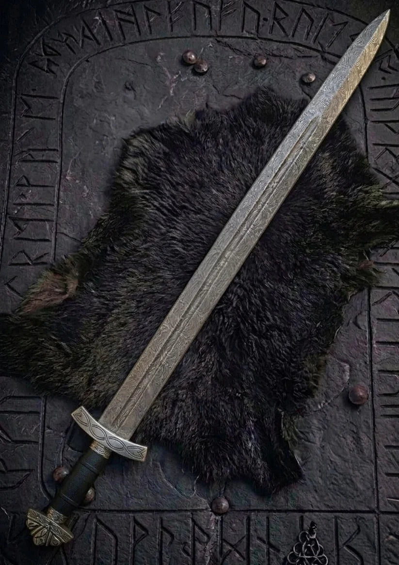 Damascus Steel Northmen Black Edition Viking Sword with Scabbard