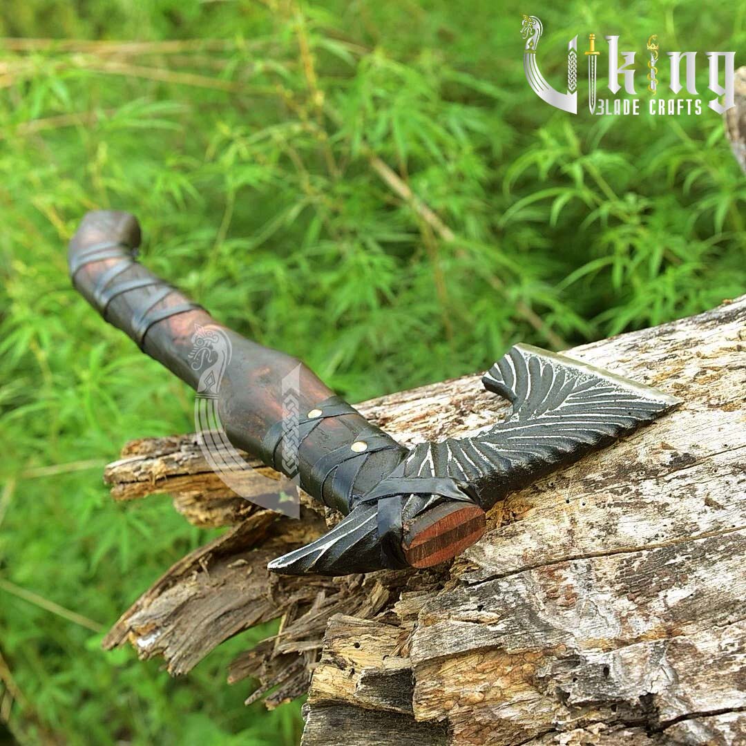 Handmade Viking Axe – 20" High Carbon Steel Blade with Leather Sheath