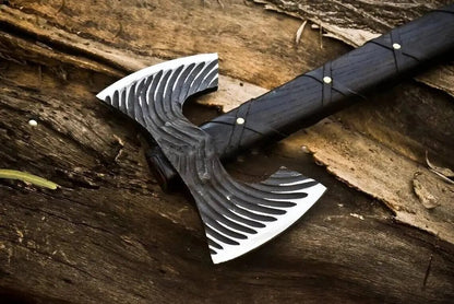 Hand-Forged Double Head Viking Axe – 20" High Carbon Steel with Leather Wrapped Handle Viking_Blade_Crafts