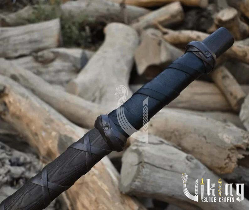 King Ragnar Lothbrok Viking Axe – Hand Forged Black Axe with Sheath