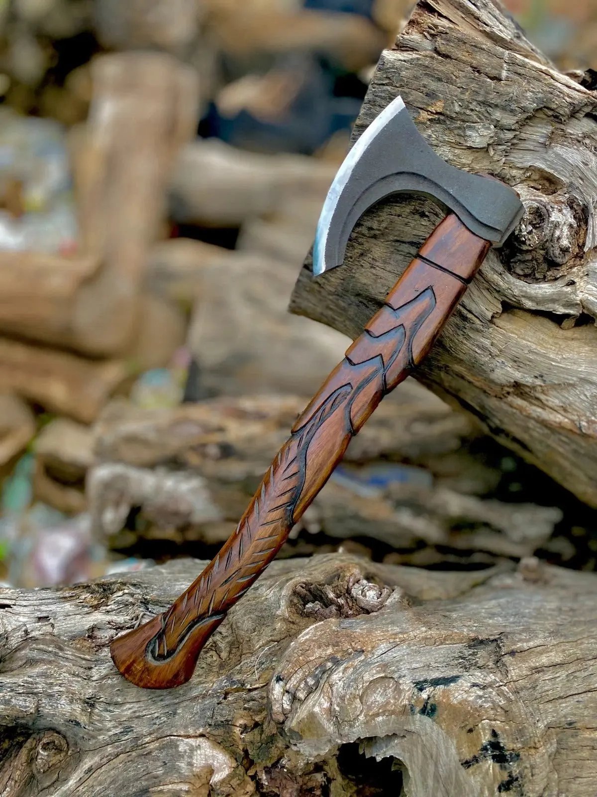 Scandinavian Viking Hatchet – Hand-Forged Axe with Premium Leather Cover Viking_Blade_Crafts