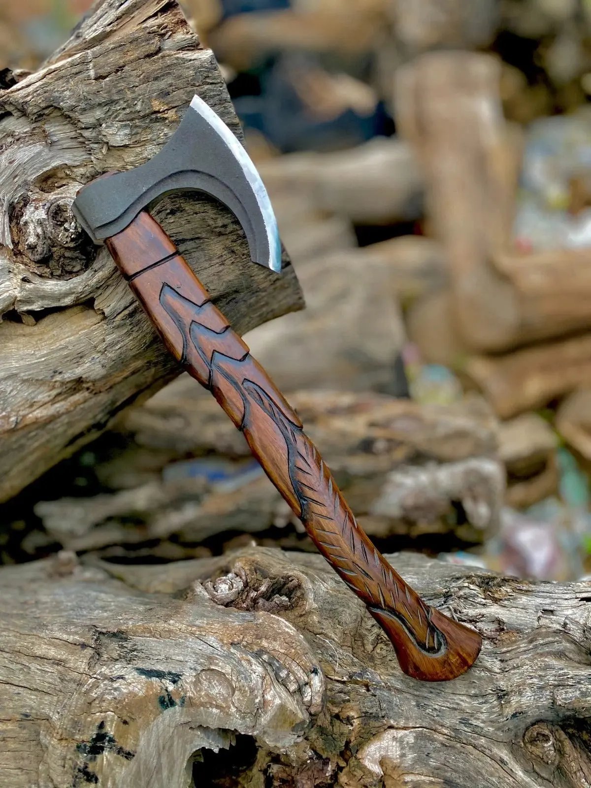 Scandinavian Viking Hatchet – Hand-Forged Axe with Premium Leather Cover Viking_Blade_Crafts