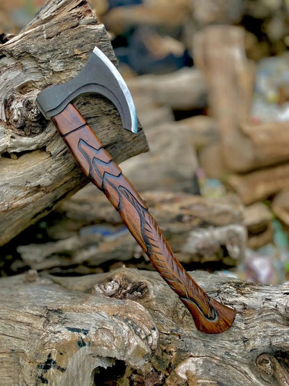 Scandinavian Viking Hatchet – Hand-Forged Axe with Premium Leather Cover Viking_Blade_Crafts