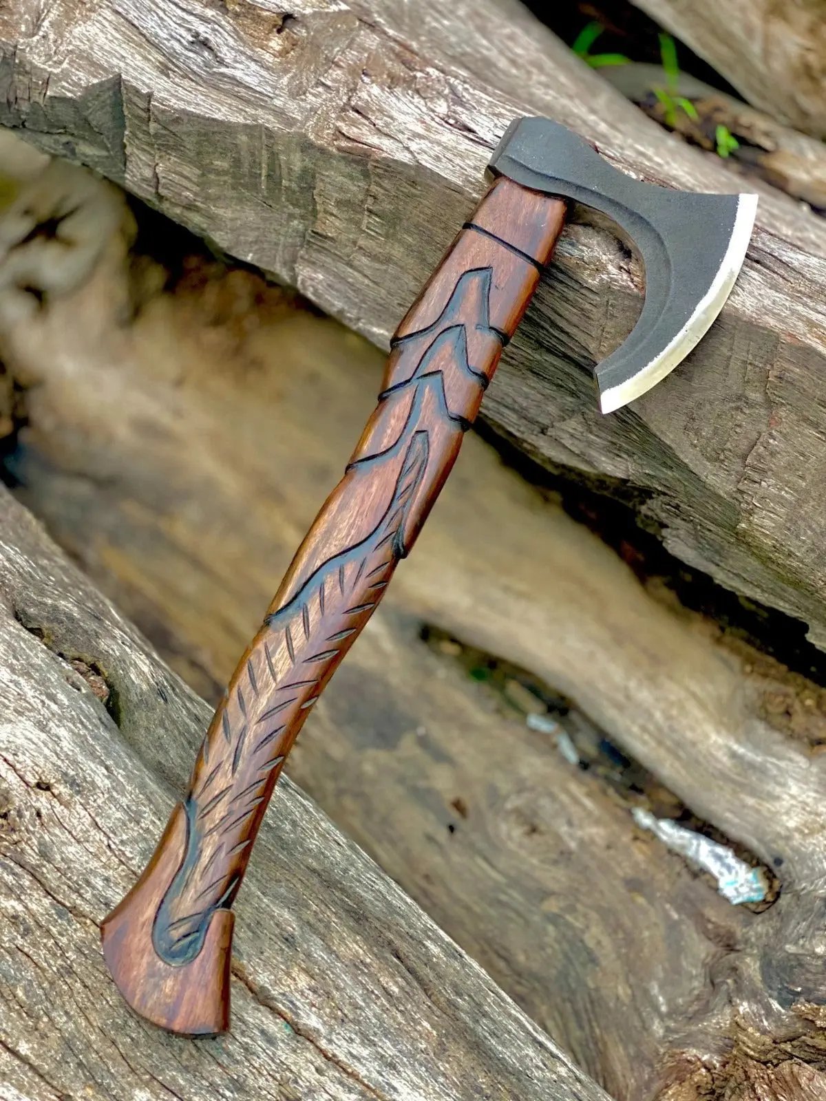 Scandinavian Viking Hatchet – Hand-Forged Axe with Premium Leather Cover Viking_Blade_Crafts