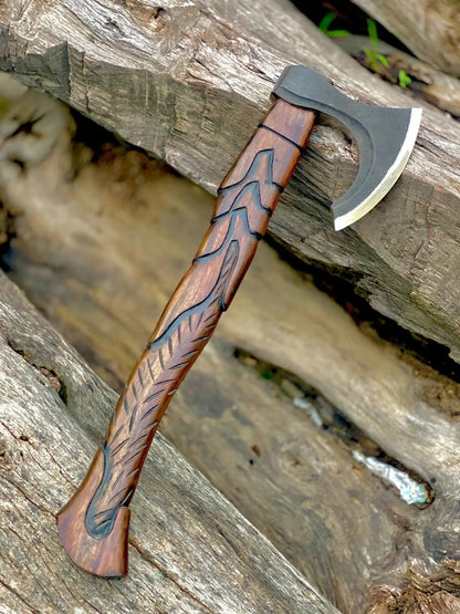 Scandinavian Viking Hatchet – Hand-Forged Axe with Premium Leather Cover Viking_Blade_Crafts