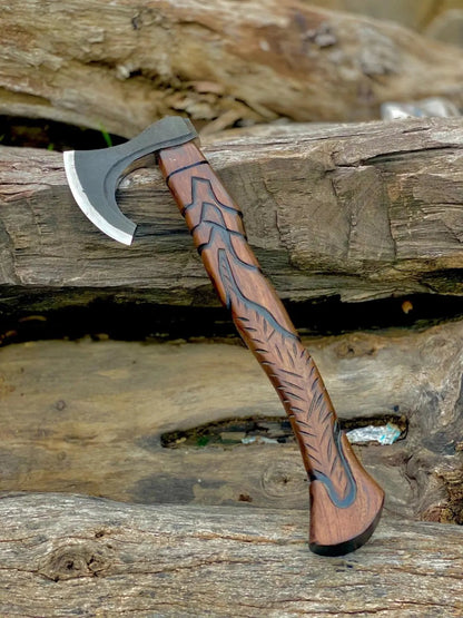 Scandinavian Viking Hatchet – Hand-Forged Axe with Premium Leather Cover Viking_Blade_Crafts